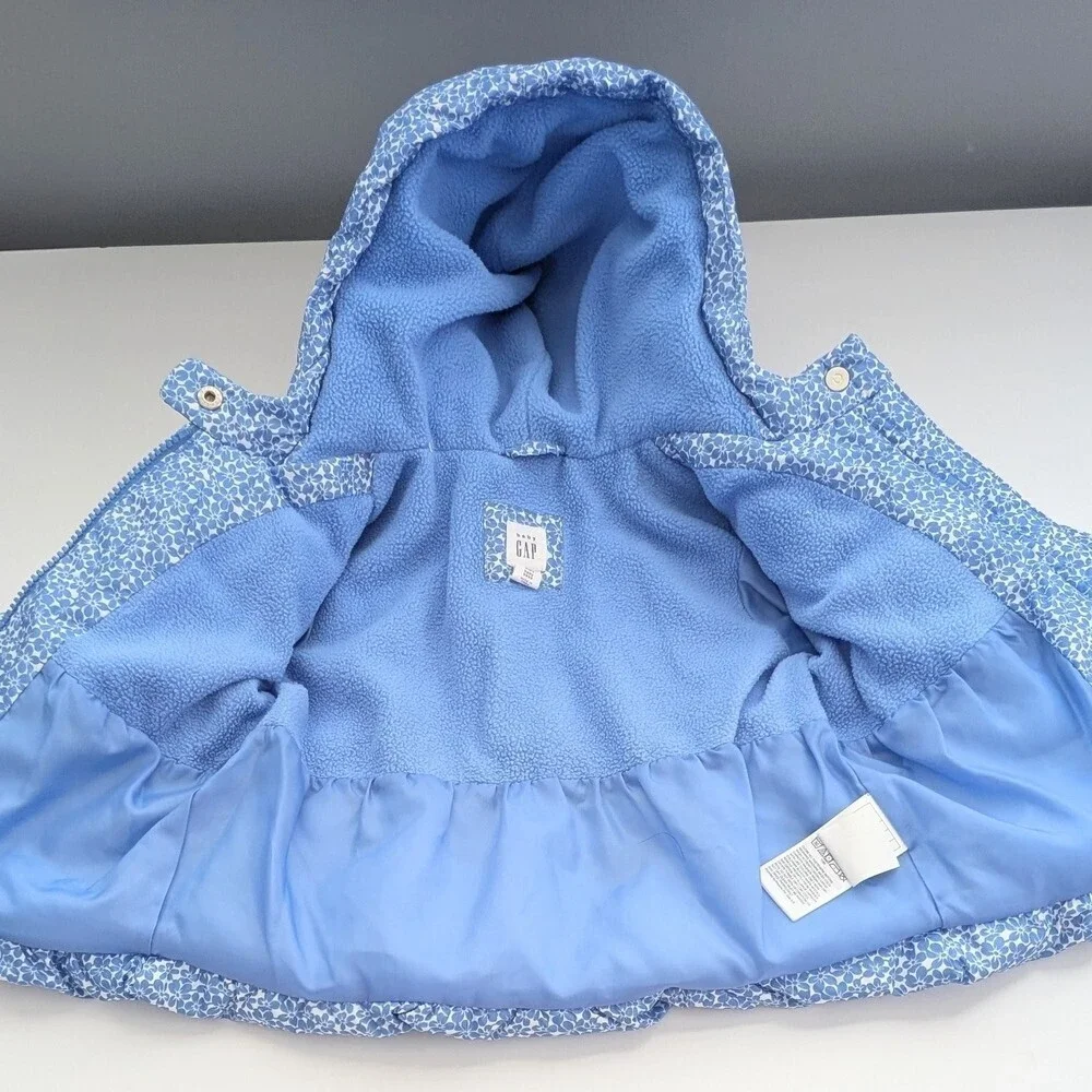 Baby GAP (12-18 Months) Blue & White Hooded Puffer Jacket